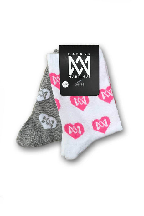 Socs - Heart Socks 2-PK - White & Gray